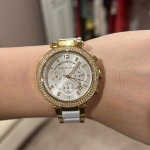 Michael kors gold and white watch